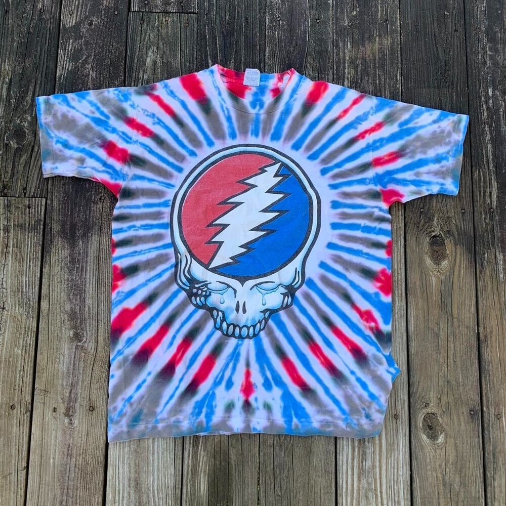 Vintage 1995 Grateful Dead Tie dye FARE THE WELL TOUR Tee 30 Years skull tear XL